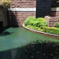 ホテルを出ると水が流れています