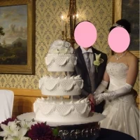イミテーションケーキ。この会場には3段くらいが合いますね。