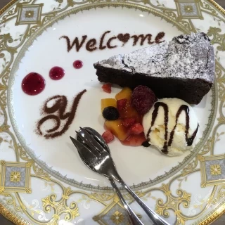 ケーキのサービスがありました。