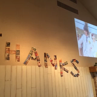 サンクスパーティーの時に写真をスライドショーで流してくれた