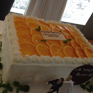 新郎が作った柑橘を使ったオリジナルケーキ|408881さんのTOBE AUBERGE RESORT HOTEL（トベオーベルジュリゾート）の写真(249624)