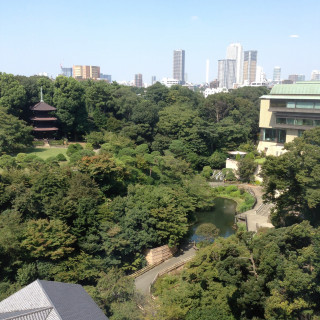 ホテルの部屋から望む庭園