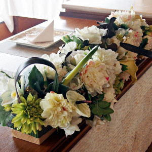 高砂席の卓上装花|423633さんのRiver Suite OSAKA（リバースイート大阪）（ウエディング取扱終了）の写真(304674)