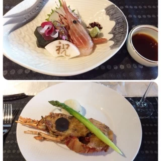 3．お造り　4．魚料理（イセエビ）