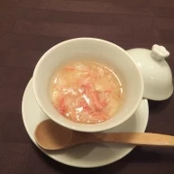 茶碗蒸し。カニが入っていて美味しい！