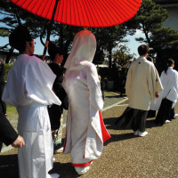 岸和田城にて花嫁行列　模擬挙式の様子