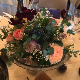 テーブル装花 秋らしい