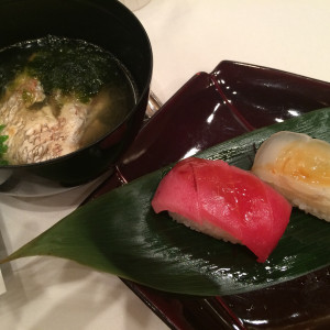 お寿司とみぞれ汁。お魚がおいしかったです。|457908さんのベルナール鶴岡の写真(442479)