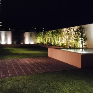 これは夜ですが、緑と滝があっていいです