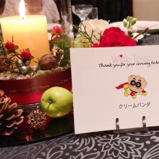 テーブル クリスマスっぽく