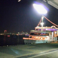 船の前面。夜はライトアップで華やか。