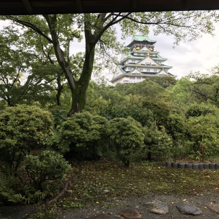 茶室から見える大阪城の正面