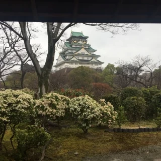 ゲストの待合室から眺められる大阪城