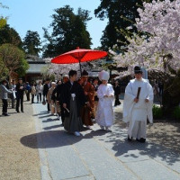 控室から神殿まで花嫁行列します