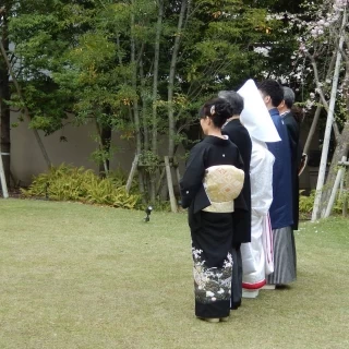 お庭での撮影。