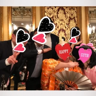 バカ殿とゆうかに変装した新郎と新婦