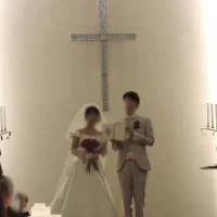 人前式でしたが、十字架が素敵だったので隠さず行いました