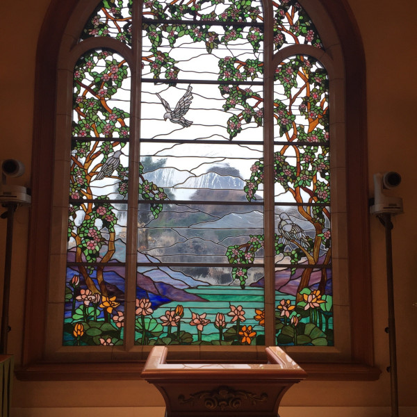 超希少】グラスマスターズ社ステンドグラス 王の新婚旅行 帝国ホテル