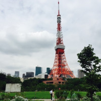 写真撮影をする庭の目の前に東京タワーがあります。