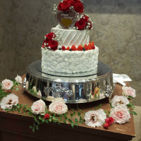3段のケーキで結婚式って感じ。
花もきれいでした。