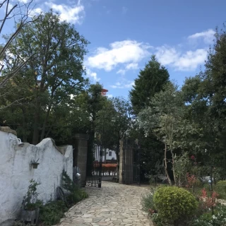 式場の入り口から延びる道です