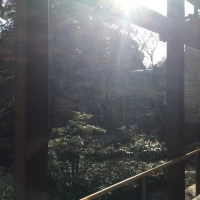 待合室からは、庭園が見えます。