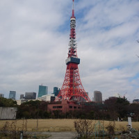 神殿を出るとお庭から東京タワーが見えます