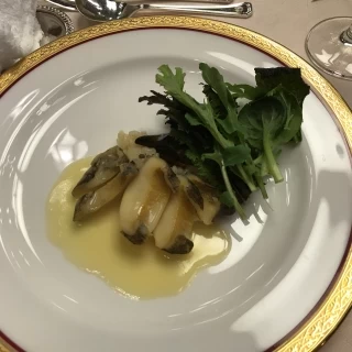 蒸し鮑、鮑の肝のリゾット