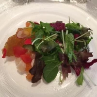ジュレがたっぷり乗ったおしゃれな前菜。