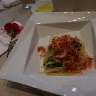 桜海老のパスタ。とても美味しかったです。