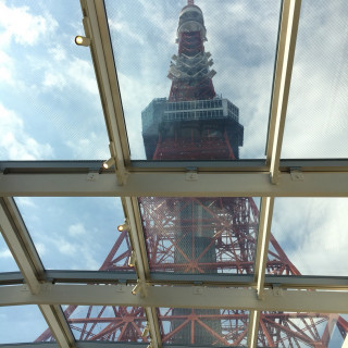 東京タワーの梺でてっぺんまでしっかり見えます
