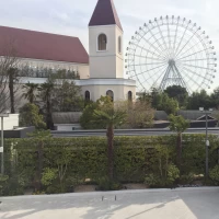水が流れる挙式会場。
晴れていると景色が素晴らしいです