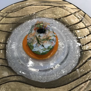 生物がダメだったため、ホタテからカニに変えていただいてます。