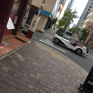 オープンカー入場の際に乗れる車と偶然遭遇しました。