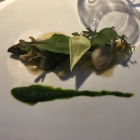 アスパラと魚介の前菜