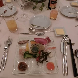 当日の料理。前菜盛り合わせ。