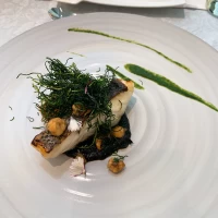 メインの魚料理。のりの香りが良かったです。