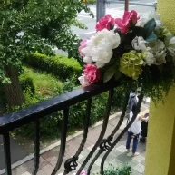 チャペルへ入る入口から外の緑が見えます。