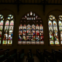 イギリスのオールセント教会から寄贈されたステンドグラス