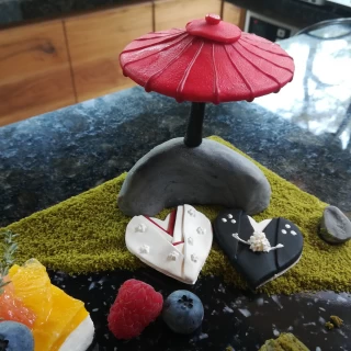 試食のデザート。飾りもチョコレートですべて食べられました！