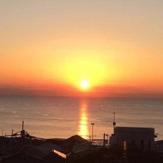 テラスから見える夕焼け