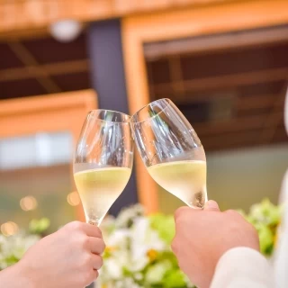 ノンアルコールのスパークリングで乾杯。