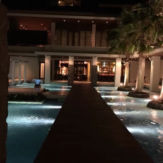 夕方からの披露宴だったので夜の景色でゲストは記念撮影