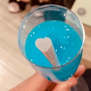 ウェルカムドリンク。ストローはハート型