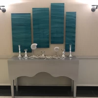 披露宴会場入り口付近、ここもウェルカムスペースとして装飾可