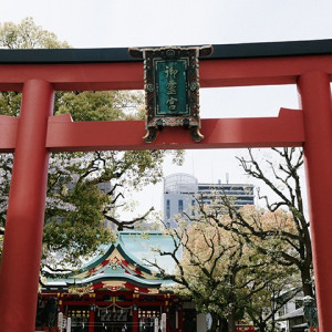 外から正面から見た鳥居と神社全体|516993さんの御霊神社の写真(797535)