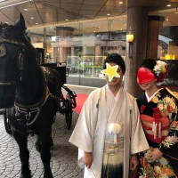 馬車。和装では乗れなかったが撮影は可能。