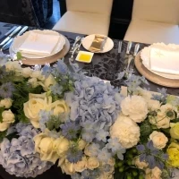 6月の結婚式だったので、紫陽花を使用。色はその時のお任せ。