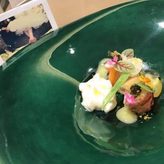 海老と鮑？を使った料理でした。美味しかったです。