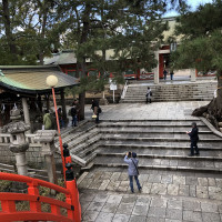 平日でもお参りに来ている人が多い。